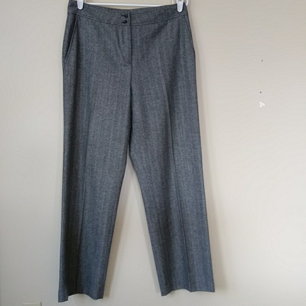 Valerie Stevens Striped Woolmark Blend Trouser Dress Pants 12 Gray Black White
